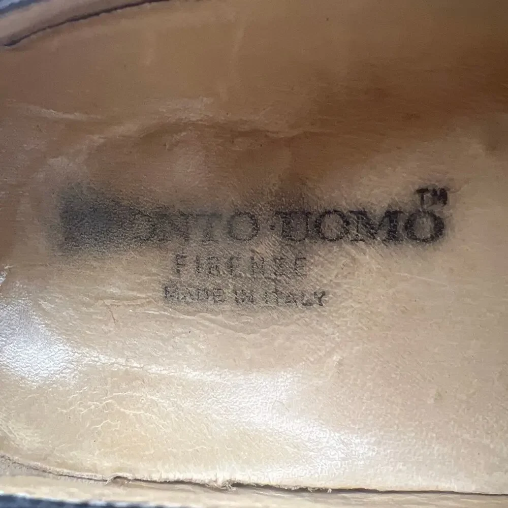 Pronto Uomo Italy Vintage Black All Leather Split-Toe Oxford Dress Shoe Men 10.5